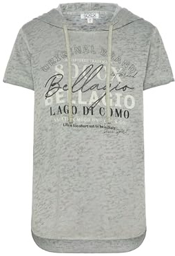SOCCX Damen Hoodie-Shirt mit Ausbrenner-Effekten und Print Faded Olive, L
