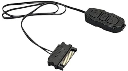 LUCTHY 5V 3Pin ARGB Controller with Manual Buttons SATA, 15Pin to ARGB 3Pin LED Male Connector Splitter Cable for PC Builds, RGB Fans, LED Strips, DIY Cooling Systems (Black)
