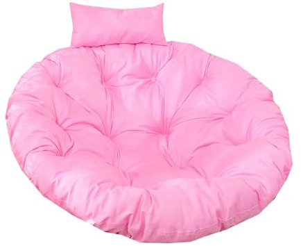 Miaogoo Soft Removable Swing Pad with Neck Pillow, Indoor Furniture Hanging Basket Chair Cushion, Comfortable Wicker Rattan Hammock Pad, Washable Non-Slip Egg Chair Cushion (Pink,105cm)