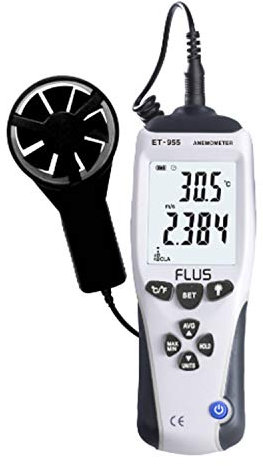 SdaryWare Probador Digital para Pruebas eléctricas, anemómetro Digital, Veleta, medición de Velocidad del Viento, ET-955 CFM/CMM, anemómetro térmico para medidor de Velocidad del v