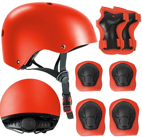 Kids Bike Helmet with Knee & Elbow Pads Set - Multi-Sport Helmet for Ages 3-12 - Toddler, Boys & Girls Protective Gear for Cycling, Skating, Scooter - Adjustable Design