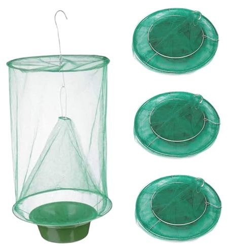 Piège à Mouches Suspendu 4 pièces 16 x 9 x 9 Pouces Pliable réutilisable piège à Mouches Filet Portable visuel Attrape- pour écurie Ferme extérieur Attrape-