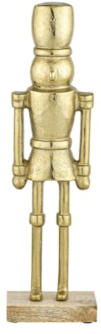 Weihnachtsfigur Nussknacker handgefertigt aus Aluminium in Gold 32 cm