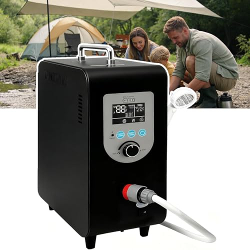 Portable Gas Water Heater for Shower, 12KW Instant Hot Water Shower with LCD Display, 1.5H Runtime, 3s Rapid Heating, Travel Gas Water Heater for Outdoor, RV, Dishwashing, Camping