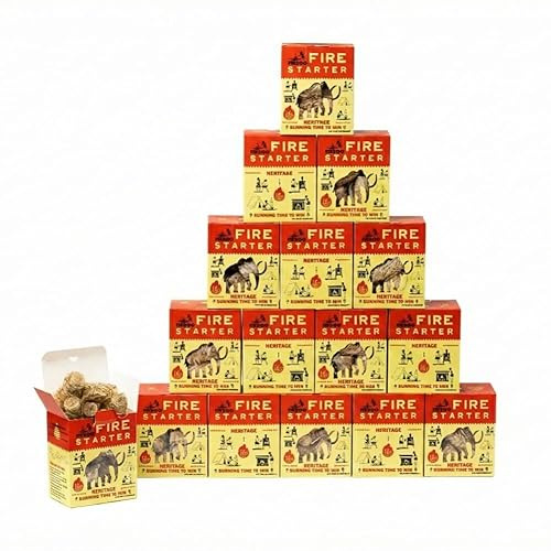 256 pcs Natural Fire Starters for Fireplace, Wood Stove, Charcoal Grill, BBQ, Fire Pit & Smoker – Wood Wool & Wax Rolls – Easy to Light, No Prep, No Mess