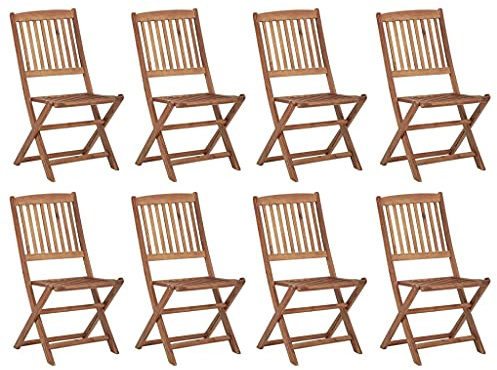 ULUYYUC Gartenstühle Akazie 8 Klappbare Holzstühle 48,5x57x91 cm Modernes wetterfestes Akazienholz Essstuhl Set platzsparend für Terrasse Balkon Camping
