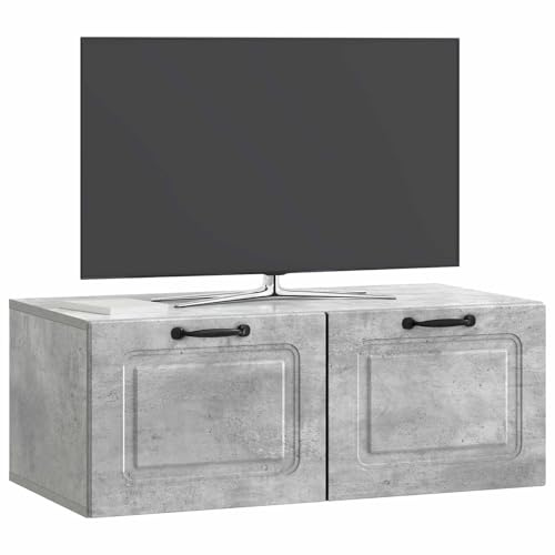 vidaXL Wandmontierter TV-Schrank Betongrau 78,5 x 41 x 30 cm, Wohnzimmermöbel, moderner TV-Ständer, viel Stauraum, funktionale Medien-Einheit, platzsparendes Design, Holz-Unterhaltungszentrum