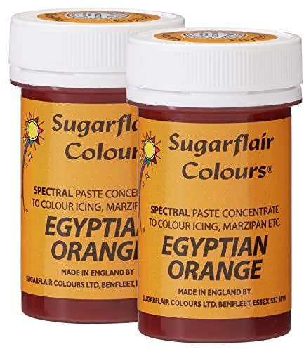 Sugarflair Spectral Egyptian Orange Food Colouring Paste, Highly Concentrated for Use with Sugar Pastes, Buttercream, Royal Icing or Cake Mix, Vibrant Colour Dye - 25g (Pack of 2)