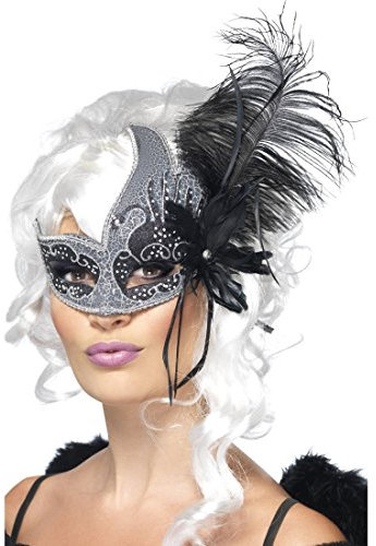 NET TOYS Ballmaske Damen Maske mit Federn Venezianische Augenmaske Federmaske Opernmaske Faschingsmaske