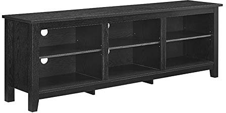 Walker Edison Wren Classic 6 Cubby TV Stand for TVs up to 80 Inches, 70 Inch, Black