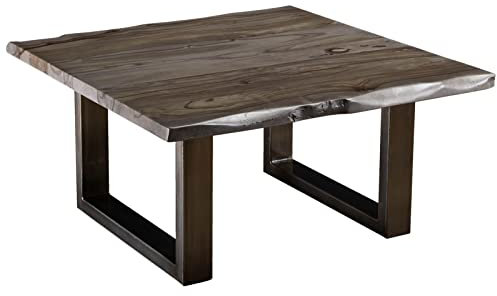 Massiv Couchtisch Baumkante Freeform Freeform 90x90cm #0317 Sheesham Möbel Plattenstärke 3,5cm