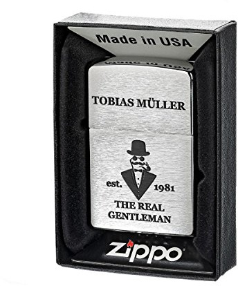 polar-effekt Zippo Feuerzeug mit Gravur personalisiert - Benzin-Feuerzeug mit Geschenkbox - Sturmfeuerzeug Wind und Wetterfest - Geschenk für Männer