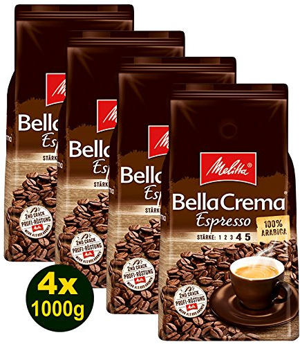 Melitta BellaCrema Espresso, Kaffeebohnen 4x 1000g (4000g) - 100% Arabica