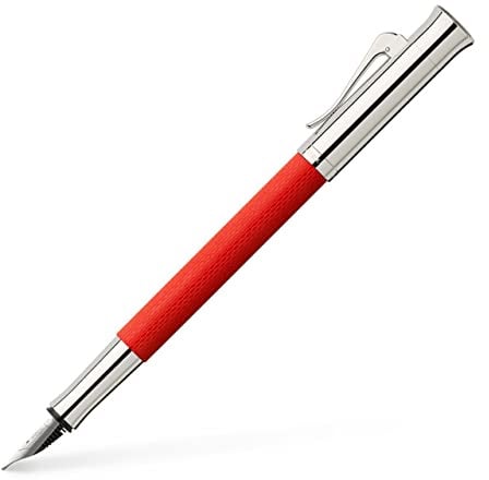 Graf von Faber-Castell - Füllfederhalter Guilloche India Red F | Guillochierter Edelharzschaft mit 18-Karat Goldfeder und rhodinierten Metallteilen