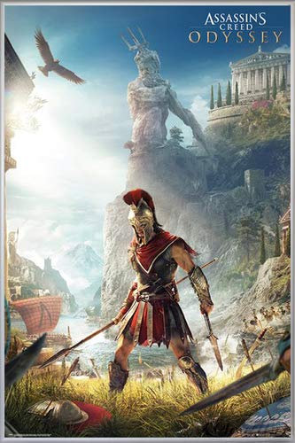 Assassin's Creed Odyssey Poster Keyart (93x62 cm) gerahmt in: Rahmen Silber matt
