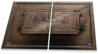 Herdabdeckplatte Abdeckung Ceranfeld Abdeckplatte Schneidebrett 2-Teilig 80x52 Textur Braun Spritzschutz Glasplatte Ceranfeldabdeckung Schutz Herdschutz Sicherheitsglas Glasschneidebrett 2x40x52