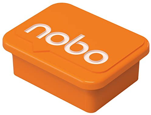 Nobo Magnete aus Kunststoff für magnetische Whiteboards, 4 Stück, Dry Wipe, 18 x 22 mm, Orange, 1905327