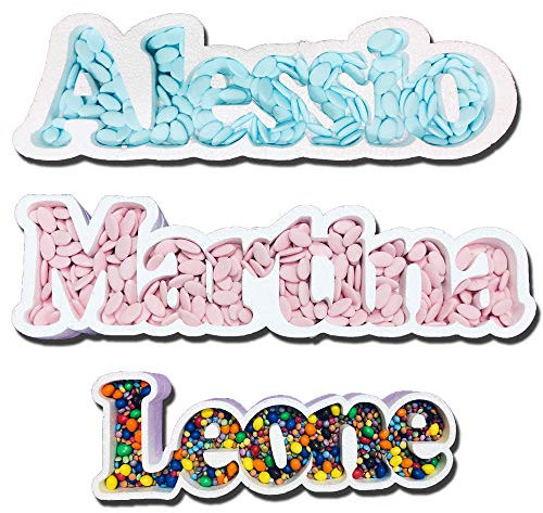 Portaconfetti polistirolo personalizzabile nome scritta personalizzata contenitore caramelle cioccolatini (3-7 lettere)