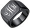 PROSTEEL Herren Ringe Initialen Monogramm Siegelring Größe 59 schwarz Edelstahl hochglanzpoliert personalisiert Band Ring Punk Biker Ring Geburtstag Modeschmuck für Männer