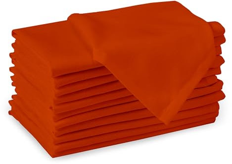 Encasa Baumwollstoffservietten | 12er-Set | Größe 43x43 cm | Ziegel Volltonfarbe | Waschmaschinenfest