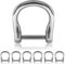 Ganzoo D - Ring mit Schraub-Bolzen aus Stahl, 6er Set, nachträglich montierbar, nichtrostend, Ideal mit Paracord 550, Farbe Silber