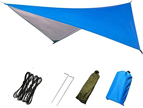 KINGBOO Camping-Plane Sonnenschutz, wasserdicht, UV-Schutz, ultraleicht, Vordach, Wandern, Strand, Zelt, Camping, Kissen, Blau
