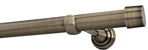 Sento 25mm Metall Gardinenstange Vorhangstange 1-läufig Messing Antik Classic 160 cm (1x160cm) ALBANA