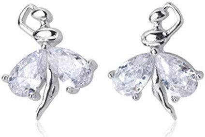 Kristall Ballett Tänzer Sterling Silber Ohrstecker Ohrringe für Frauen Mädchen Nickel Free Tiny Small Dancing Ballerina Knorpelmanschette Tragus Lucky Post Zierlich Süßer Schmuck Geschenk für Tochter