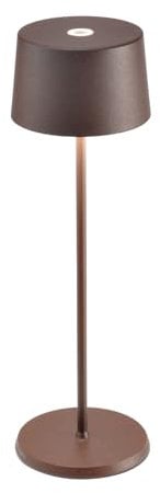 Zafferano, Olivia Pro Lampe, Tragbare und Wiederaufladbare Tischlampe mit Touch Control, Geeignet für Wohnzimmer und Außenbereich, Dimmer, 2700-3000 K, Höhe 35 cm, Farbe Corten