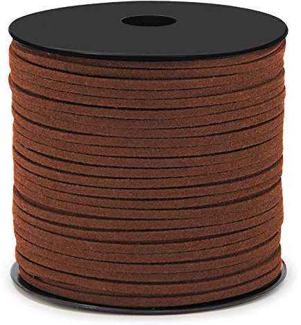 Corda di Cuoio, Suede Cord Cordino in Finta Pelle Corda per Collana di Tessitura, Braccialetto Fai da Te, Confezione Regalo, Decorazione Acchiappasogni 3mm X 90m (Marrone Scuro)