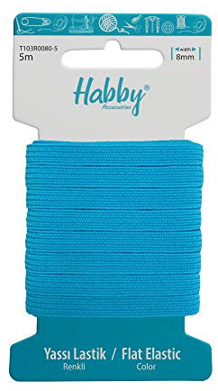 Habby Accessories 5m Gummiband | Elastic Bands | Gummilitze | Gummizug | Gummiband Nähen | Flach | 8mm | Türkis