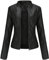 Valin Damen Schwarz Kunstleder Motorrad Jacke Lederjacke Schlank Reißverschluss Stehkragen Kurz Mantel,40,PN767