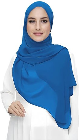 Lina & Lily Damen Muslim Premium Chiffon Hijab Kopftuch Schal aus Leicht Stoff (Indigoblau)
