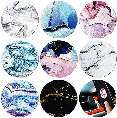 Weewooday 8 Pcs Cute Magnet for Phone Case Car Mount Sticker, Marbling | Metal Plates Cell Holder for Back of Phone Thin Adhesive Compatible with Magnetic Phone Case Replacement