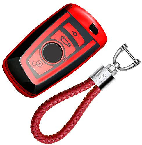 KASER Autoschlüssel Hülle kompatibel für BMW Schlüssel Serie 1 3 5 7 X1 X3 X4 X5 F30 E30 Schlüsselanhänger mit Abdeckung Silikon Schutzhülle für Fernbedienung Keyless (Rot)