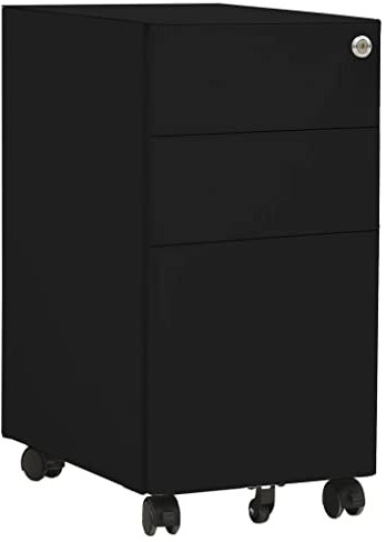 vidaXL Aktenschrank mit Rollen Rollcontainer Bürocontainer Schubladenschrank Büroschrank Stahlschrank Metallschrank Schrank Schwarz 30x45x59cm Stahl