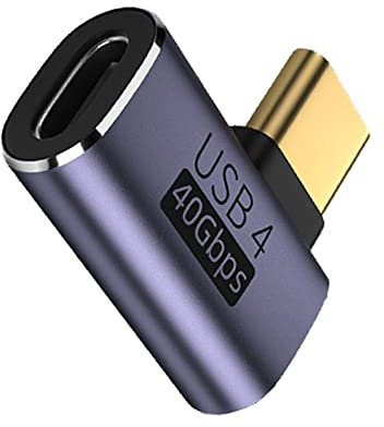 NFHK 40Gbps USB4 Type C Male to Female 90 Degree Left Right Angled 100W Power Data 8K Video Adapter for Laptop Phone