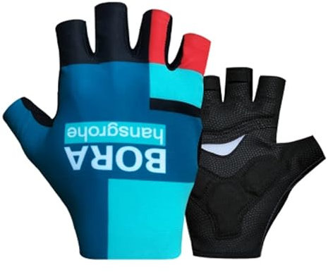 SGCIKER 2022 Pro Team BORAHansgrohe Fahrradhandschuhe, Herren Stoßdämpfung Sommer Halbfinger Fahrrad Sporthandschuhe Gel (XL)