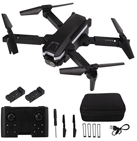 Cuadricóptero Control Remoto, Fotografía Aérea Mini Drone, Juguetes Avión Ligero Multicolor con Cámara 4k Píxeles Altafinición, Función WiFi, Modo sin Cabeza para(Negro Tres eléctrico)