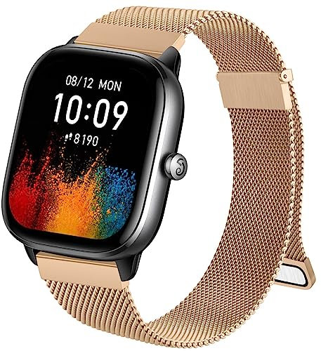 Cinturino per Amazfit GTS/GTS 2 /GTS 2 Mini/Gts 3 /Gts 4, 20mm Metallo Magnete Cinturino con Loop in Acciaio Inossidabile per Amazfit GTS 4 Mini/GTS 2e,Super Magnetico
