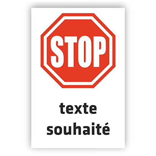 Panneau - TEXTE SOUHAITÉ - 80x60cm - PVC - STOP - ARRÊT - texte personnalisé - plaque de rue - plaque nominative - numéro de maison - garage, hôtel, place de stationnement, école