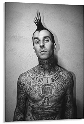 Poster Kunstdrucke Kein Rahmen Travis Barker Hip Hop Rock Drummer Tattoo Art Poster Leinwand Wandkunst Poster 60x90cm
