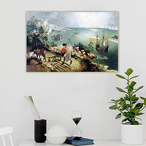 Bruegel Pieter - Landschaft mit dem Fall von Ikarus Leinwand Kunst Öl Malerei Ästhetik Home Dekoration Leinwand Drucke Gemälde 80x120cm rahmenlos