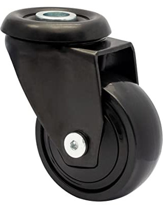 WAGNER ultrawendige 360° - 3C - Design-Lenkrolle/Möbelrolle - schwarz, soft, Rückenloch kompatibel mit TENO Möbelbeine System, Durchmesser Ø 50 mm, Bauhöhe 75 mm, Tragkraft 50 kg - 01125201