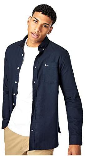 Jack Wills Mens Plain Oxford Shirt Long Sleeve Navy XL