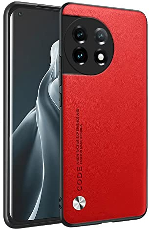 HONLEN Hülle für OnePlus 11 5G (6.7 Inches) Business Telefonhülle aus Leder mit Rückseite, Rot
