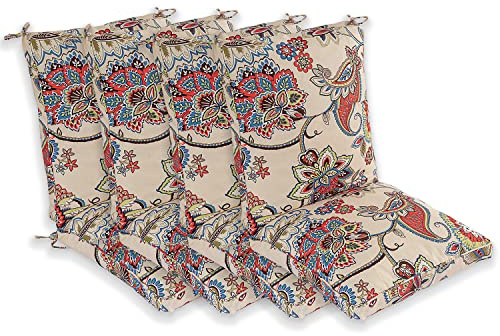 Makimoo Esszimmerstuhlkissen für den Außenbereich, Komfort-Terrassensitzkissen, 110 x 52.5 x 11.5 cm, Einzelrahmen und Reißverschluss (Khaki Blumen, 4)