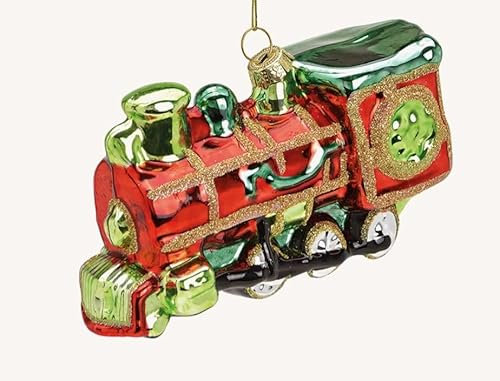 XL Weihnachtskugel - Lokomotive - Glas Dampflok Christbaumkugel Eisenbahn Glashänger Männer Geschenk Weihnachtskugeln 13x8x5cm Christbaumschmuck Kugel Lok Anhänger Glaskugel
