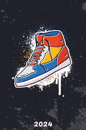 Kalender 2024: Kompakter Jahresplaner Wochenübersicht | A5 | Januar bis Dezember | Ferien, Feiertagen Monatsübersicht und vieles mehr | Organizer und Zeitplaner für 1 Jahr | Sneaker Graffiti