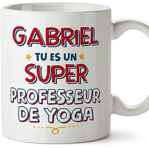 Mugffins Tassen Personalisierten für YOGA-LEHRER Mann - Auf Französisch - Tu es Super - 11 oz / 330 ml - Individuell Anpassbar Geschenk Mitarbeiter
